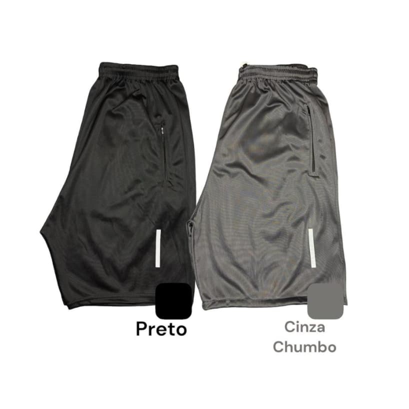 Kit 2 Shorts Bermuda Dry Fit Esportiva Treino Com Ziper no Bolso - com símbolo refletivo