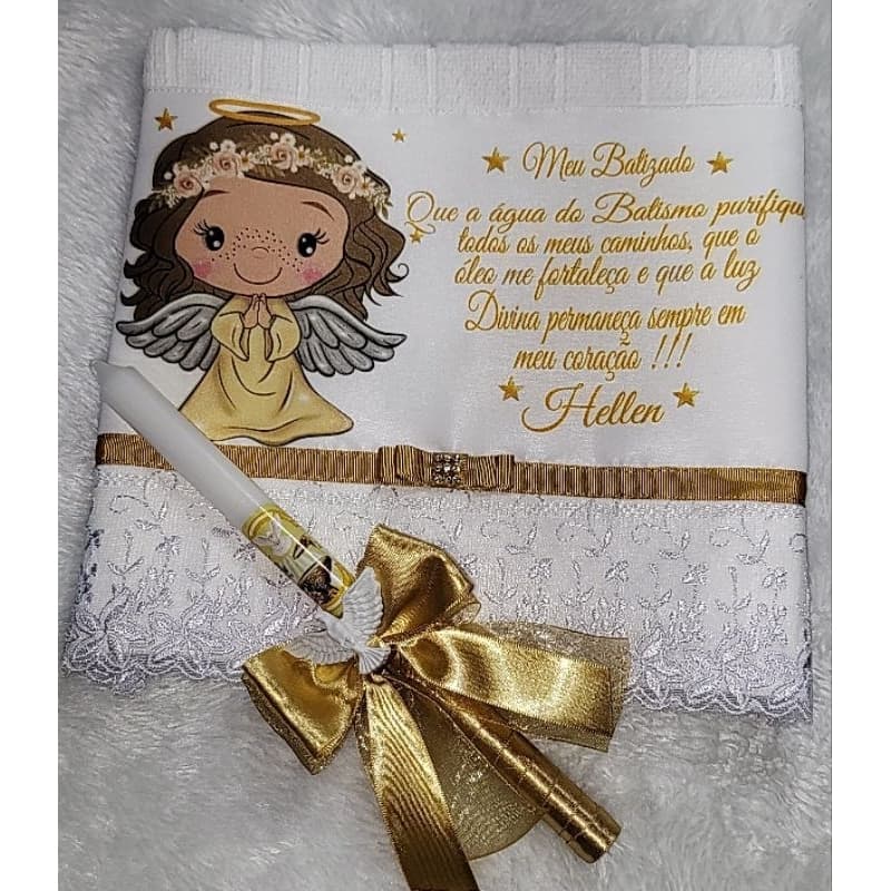 kit Toalha e  Vela para Batizado