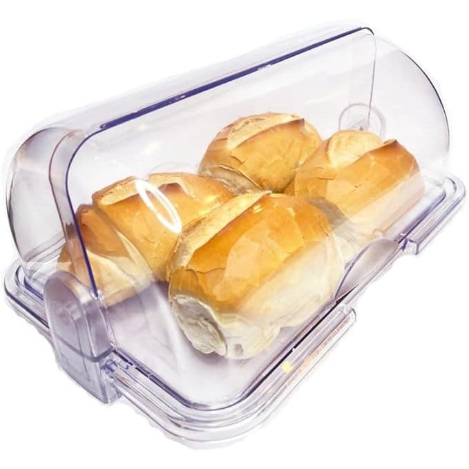 Armazenamento de Pão Cristal Com Tampa Articulável Para Mesa Porta Pão Cozinha