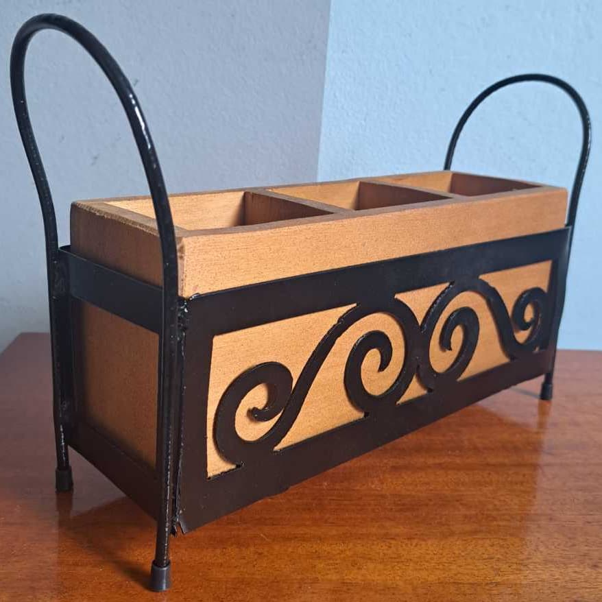 porta talheres de mesa faca garfo organizador cozinha escritorio madeira artesanato menor preço