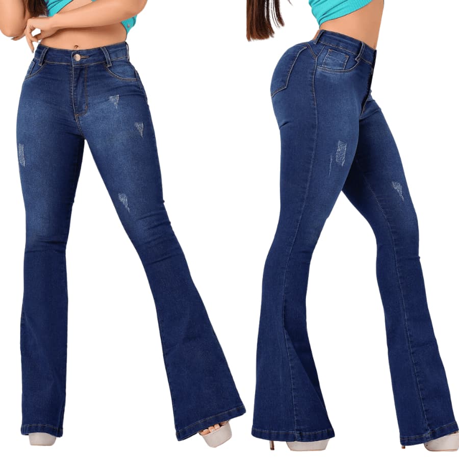Calça Jeans Flare Feminina Cintura Alta com Lycra, Levanta Bumbum, Modelo Boca de Sino Premium
