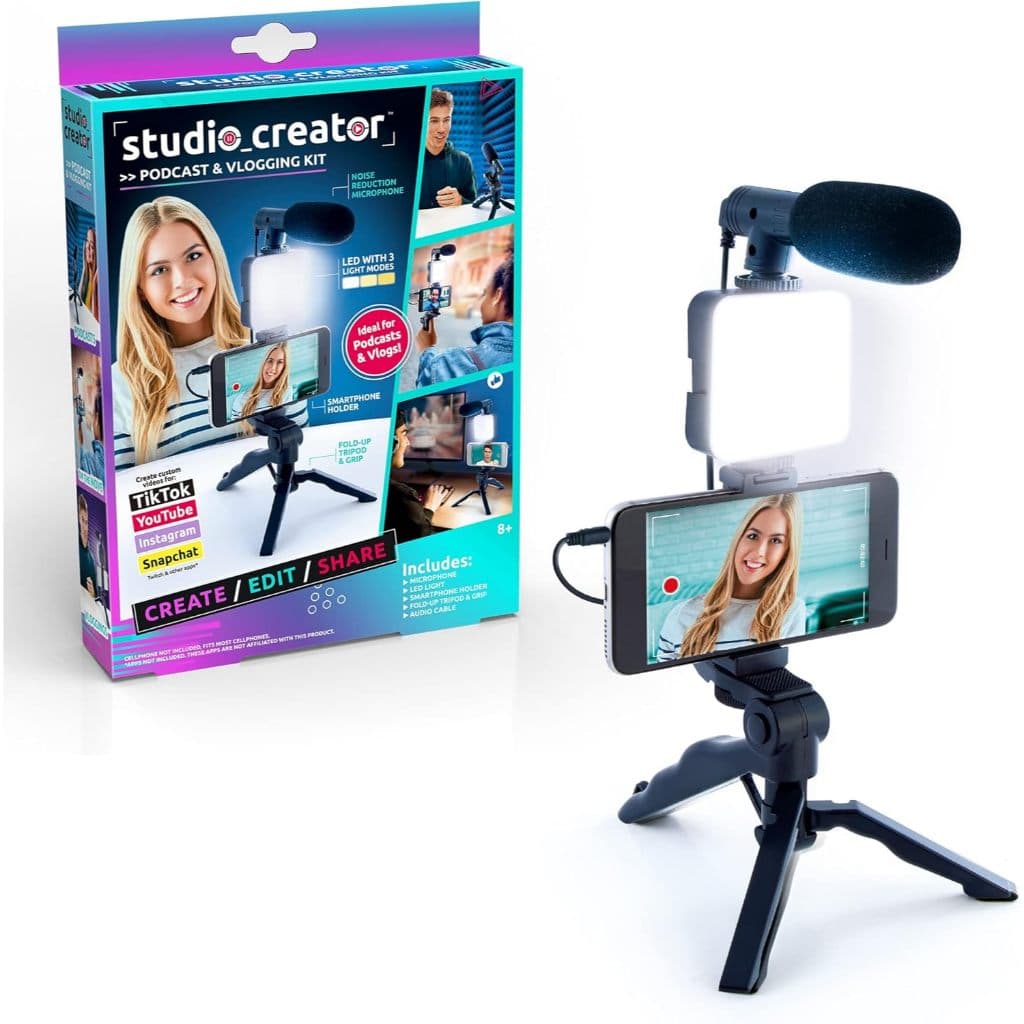 Tripé Estabilizador de Mão kit 5 em 1 gimbal Microfone Celular Gravação De Vídeo