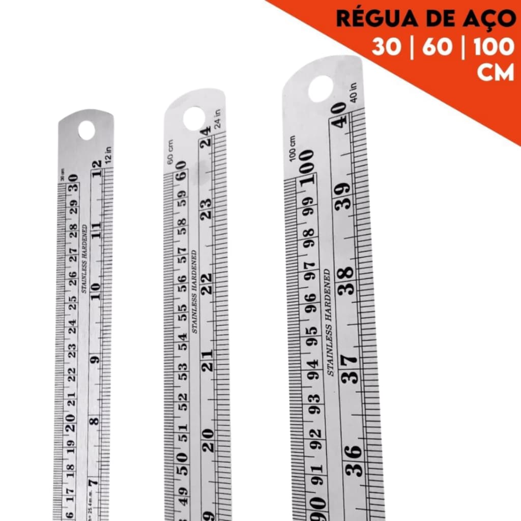 Régua Metal Aço Inox Resistente Patchwork Artesanato Scrapbook