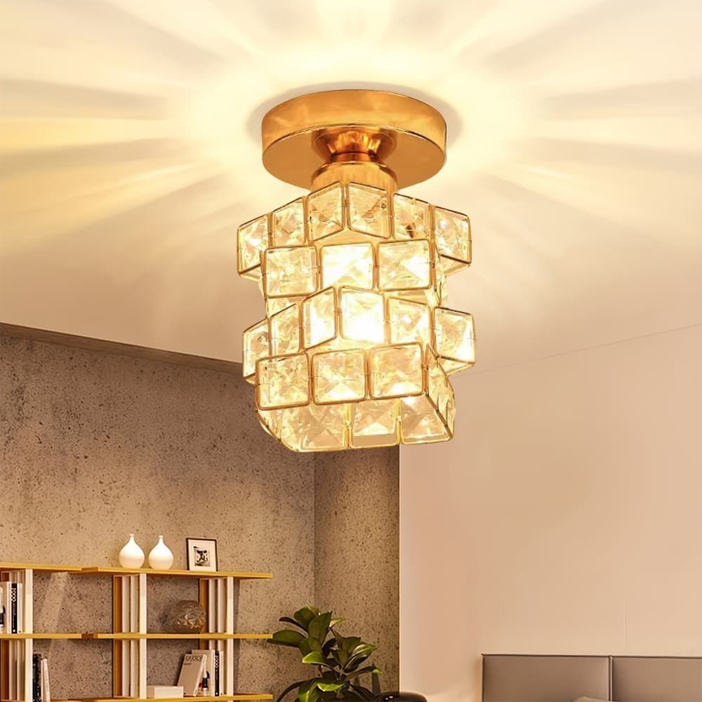 Lustre de cristal americano simples e redondo personalidade criativa iluminação doméstica quarto sala de estar.