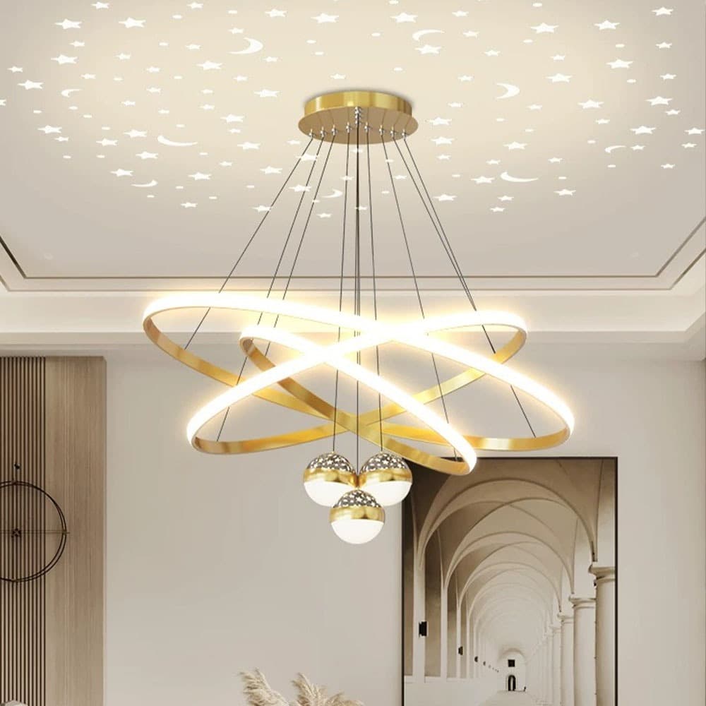 （3 Cores Em 1 Luzes）Lustre Moderno Dourado Aplicabilidade Para Sala De Estar Bar De Jantar