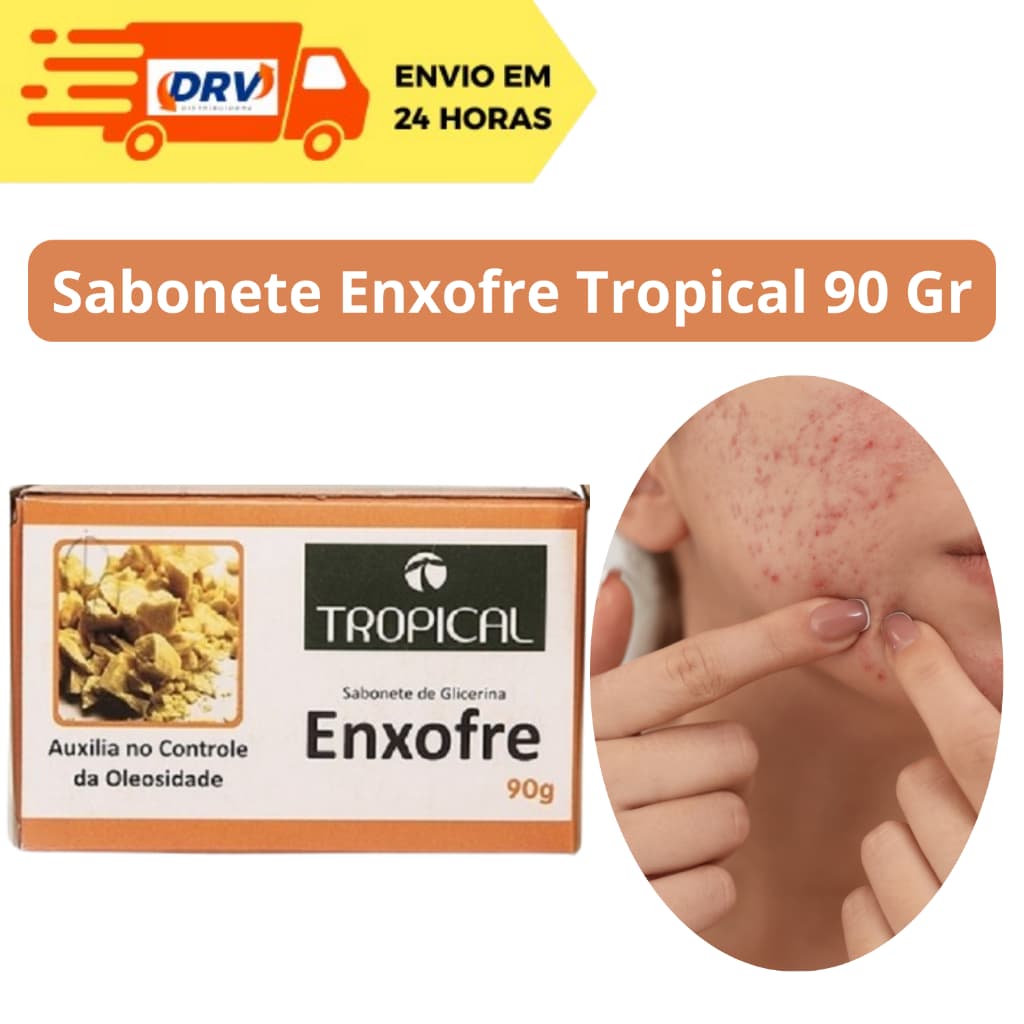 Sabonete de Enxofre barra seca Espinhas e Tira Oleosidade 90 Gr tropical (Para Skincare)