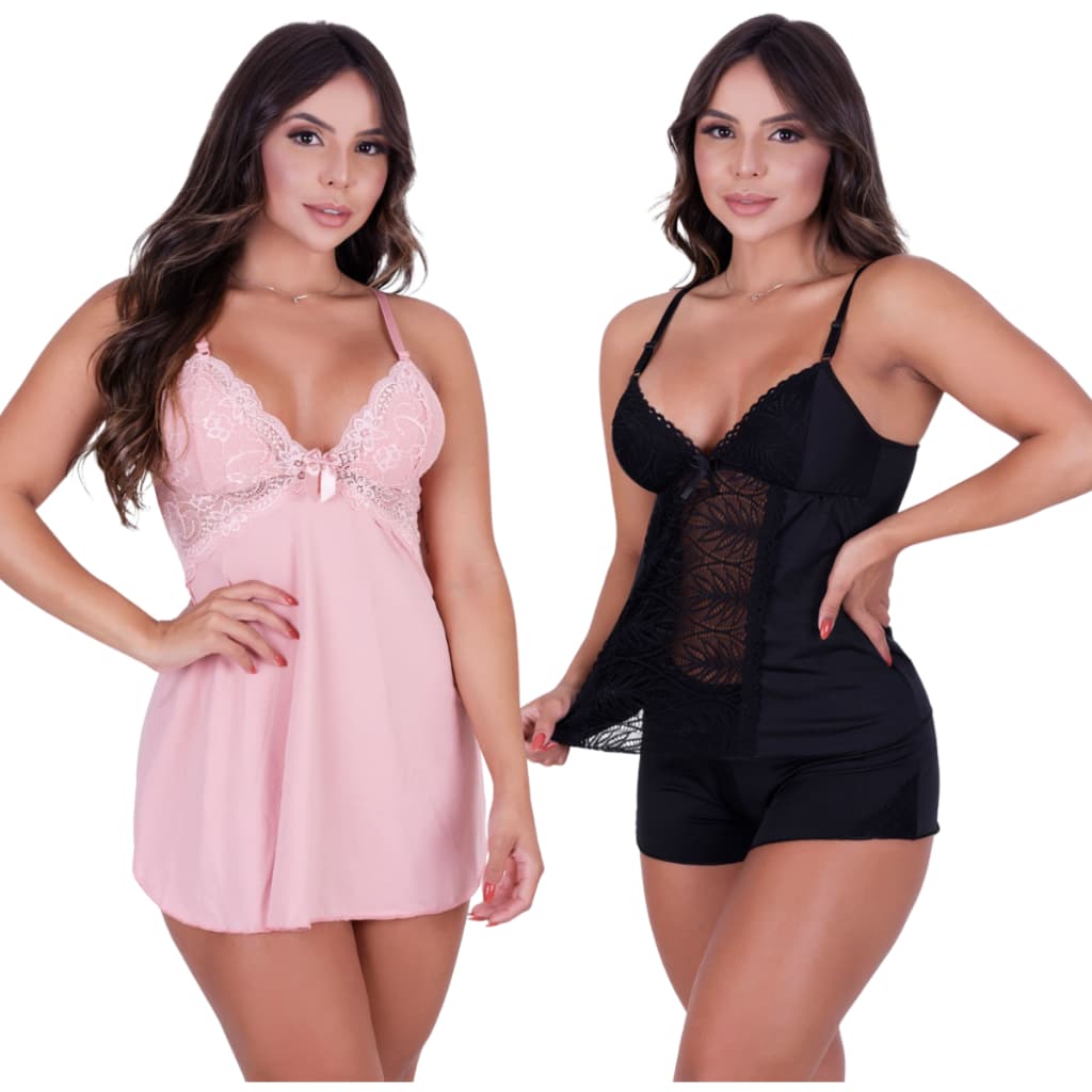 Kit Camisola Sensual Costas Decotada + Baby Doll