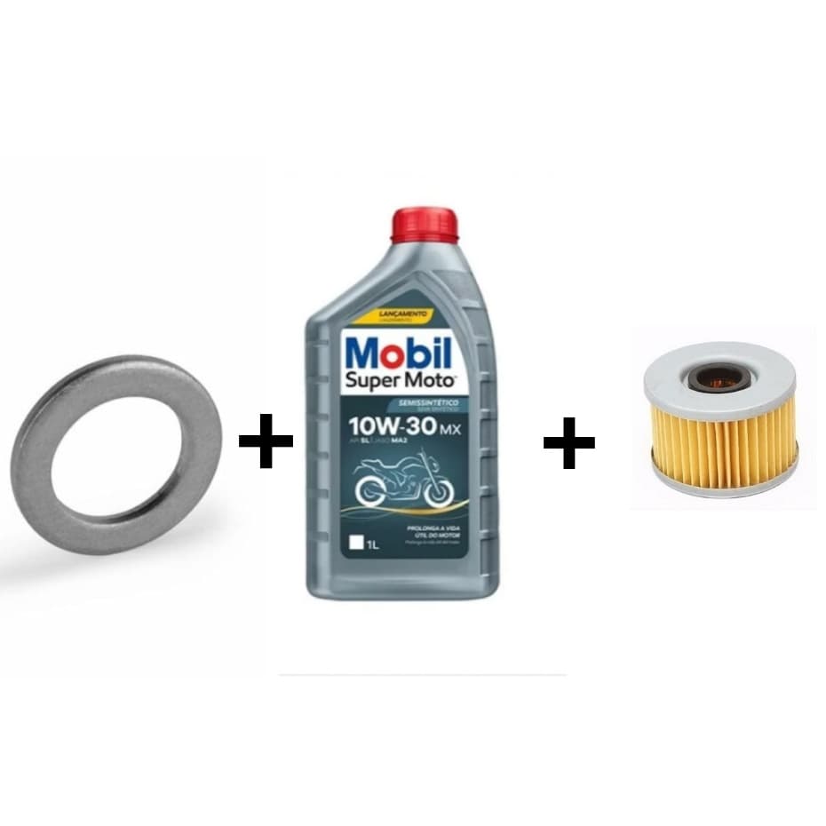 Kit Troca De Oleo 2 Litros  Mobil 10w30 Semi Sintetico + Filtro De Oleo + Arruela Dreno CB Twister/ CB300/XR300