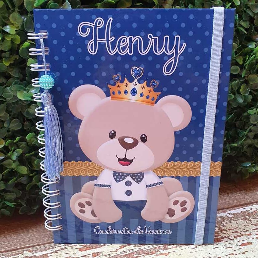 Caderneta de Vacinação Personalizada Vacina Saúde Ursinho Príncipe Urso Atualizada 7 edição 2024