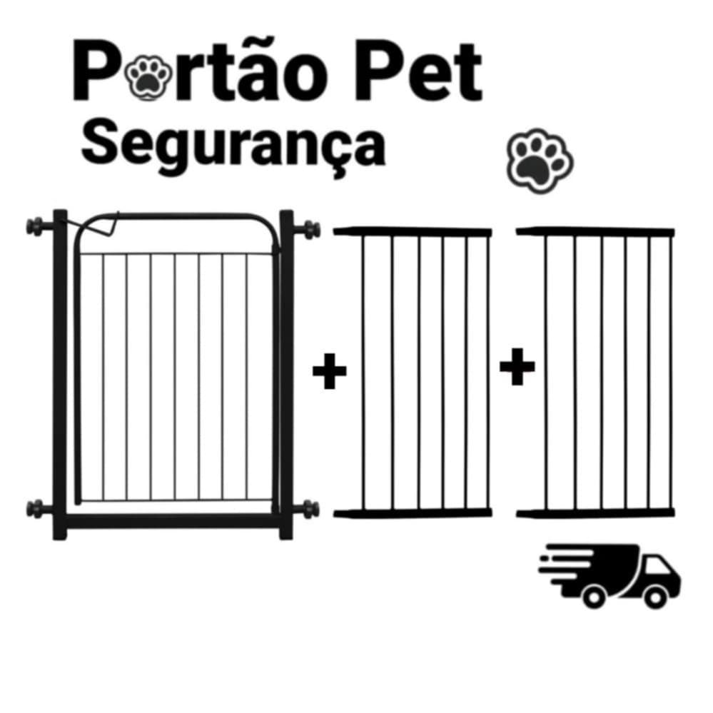 Portão Pet Grade Para Cachorro  78CM A 143CM  + Extensores Proteção Cercado Para Cachorro