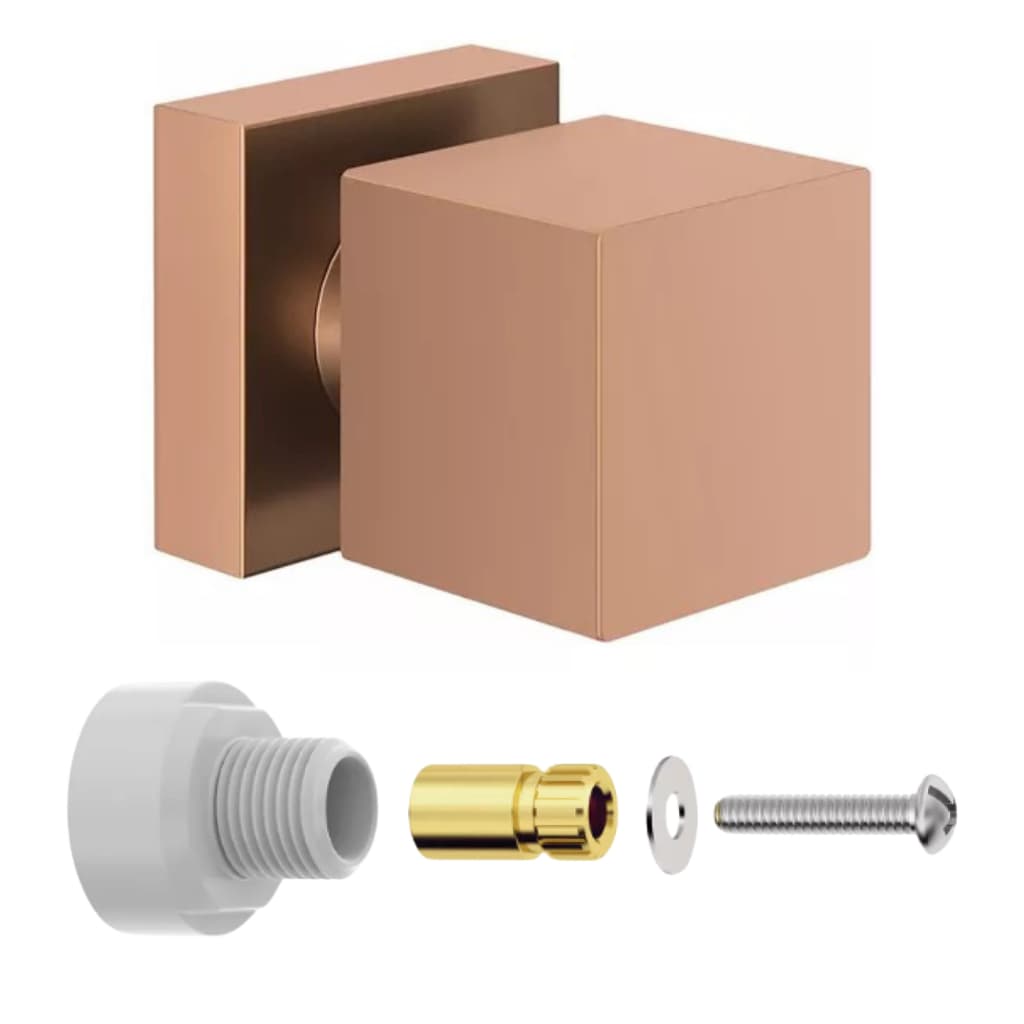 Acabamento Quadrado Metal Rose + Adaptador Registro Docol P Deca
