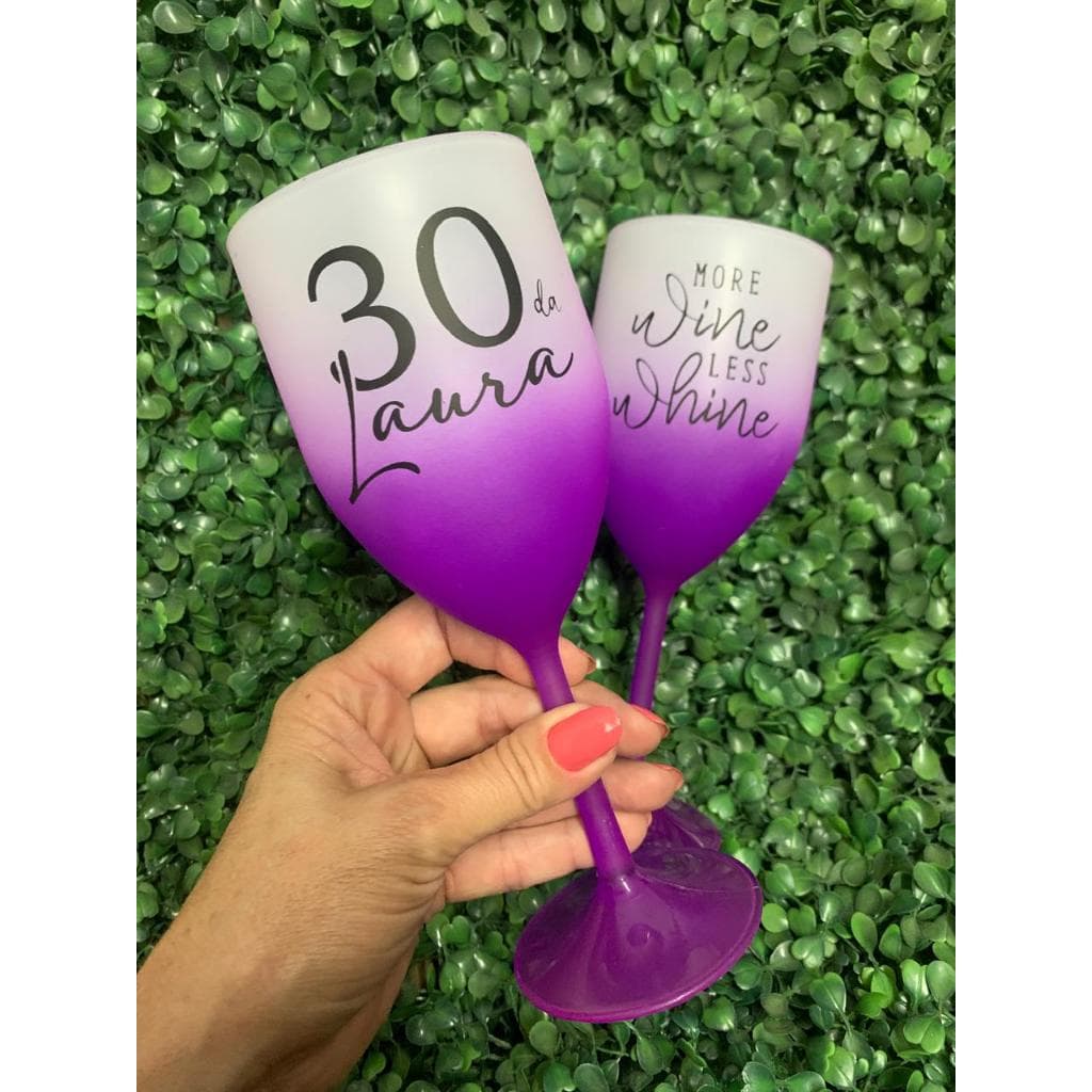 Kit Taças de Vinho 320 ml Degradê Personalizadas para festa e eventos