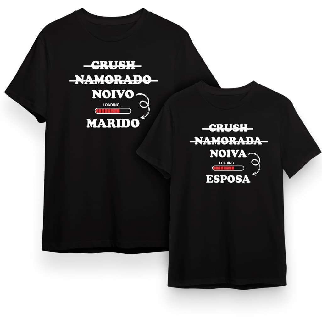 Kit 2 Camisetas Noivo e Noiva 100% Algodão