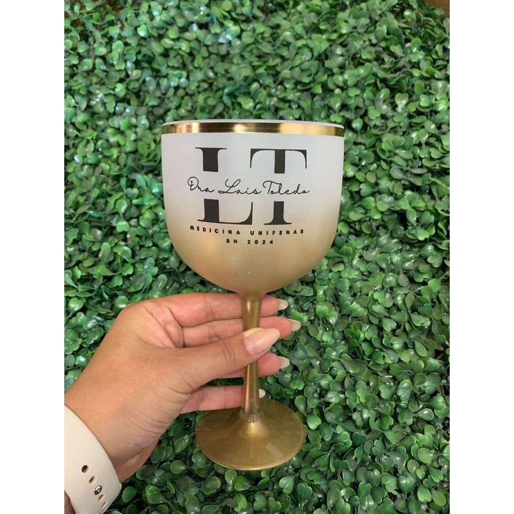 Kit 30 Taças Gin degradê com Borda Metalizada