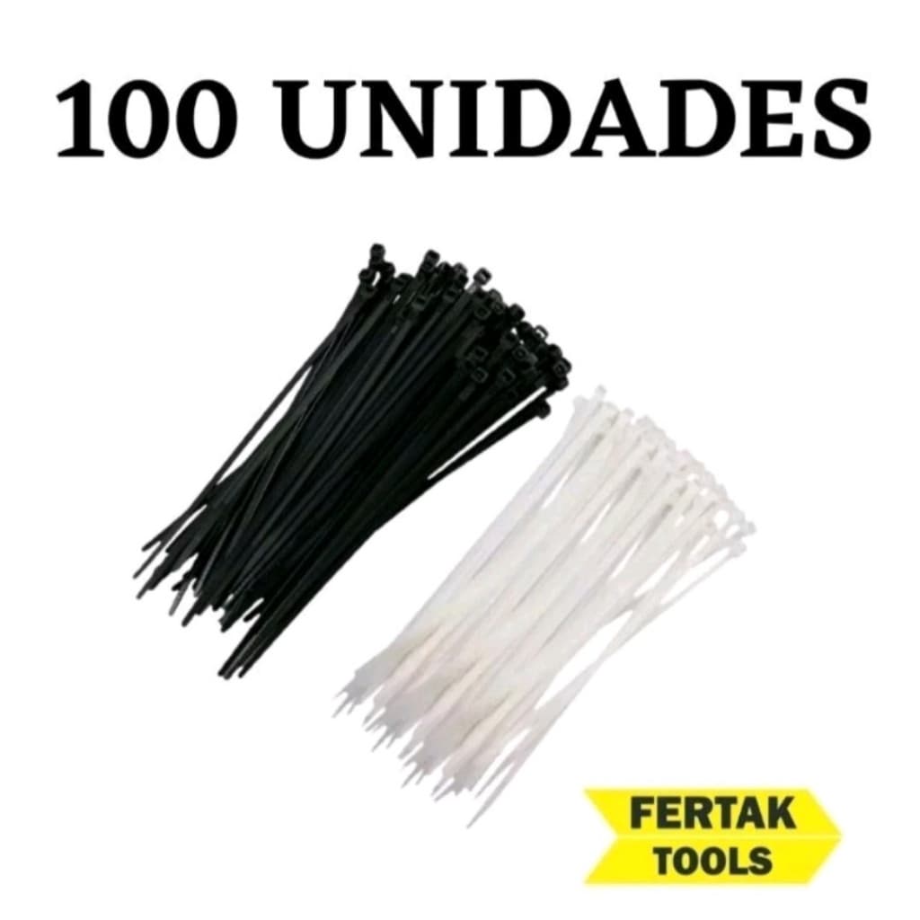 100 Abraçadeiras de Nylon Enforca Gato Fita Hellerman Preto e Branco