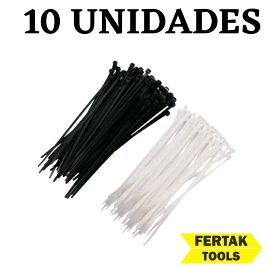 10 Abraçadeiras de Nylon Enforca Gato Fita Hellerman Preto e Branco