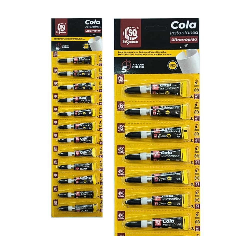 Super Cola 12 Peças Cartela Cola Instantânea 3g Cola Madeira Borracha Porcelana Bond
