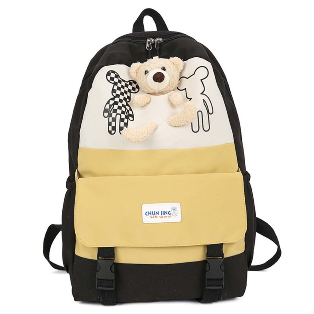 Mochila feminina infantil reforçada com urso para escola, viagem, passeio, estudos Volta as aulas