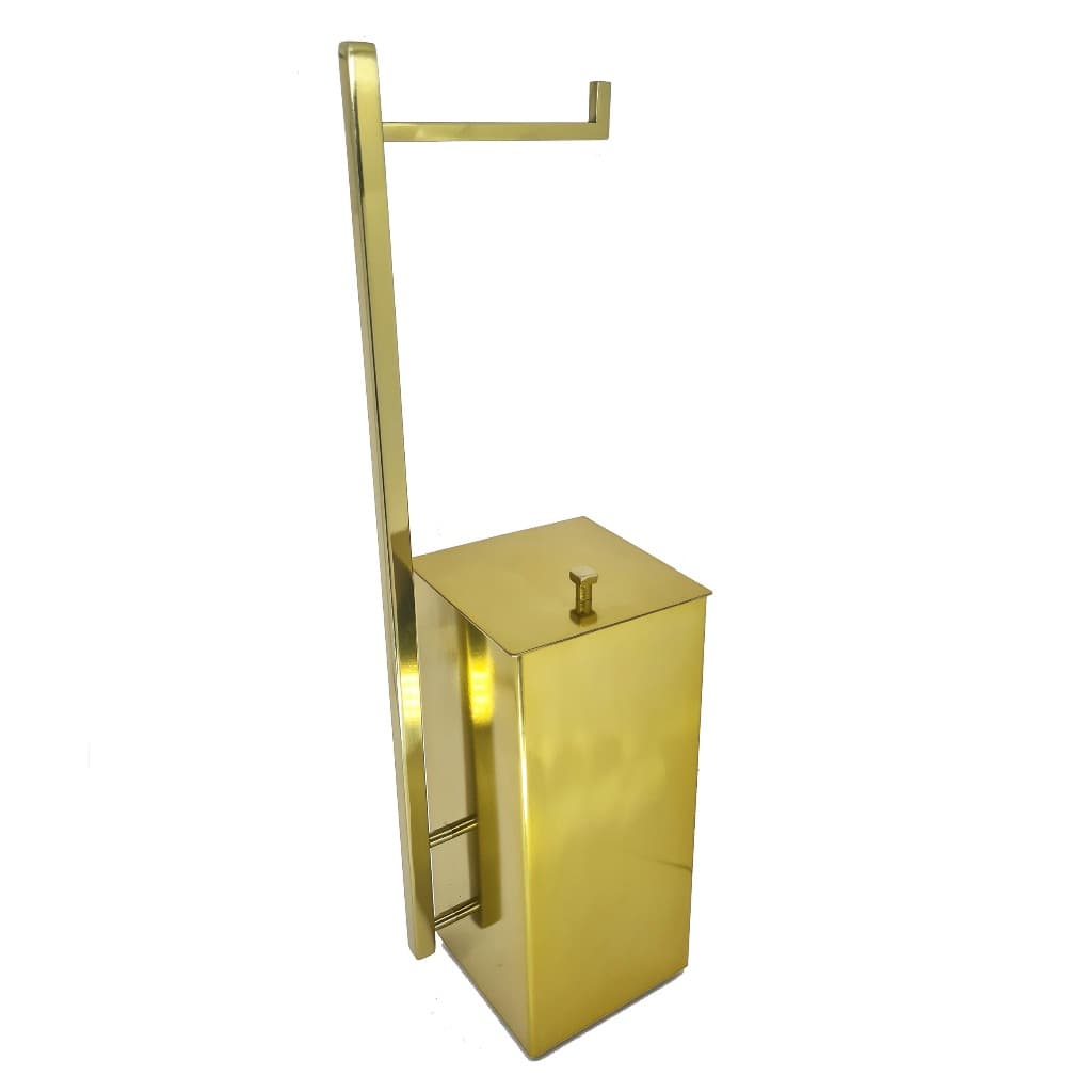 Lixeira Inox Quadrada c/ Papeleira Gold (Padrão Deca)