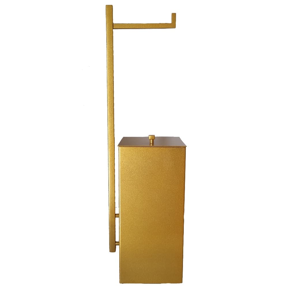 Papeleira Com Lixeira Dourado Brilho aço Inox