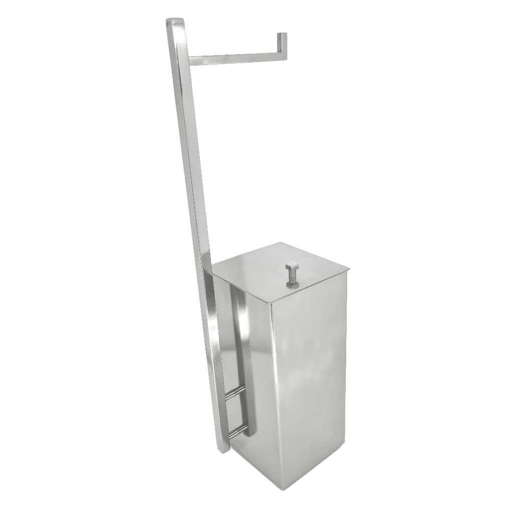 Lixeira Inox Quadrada c/ Papeleira Polido