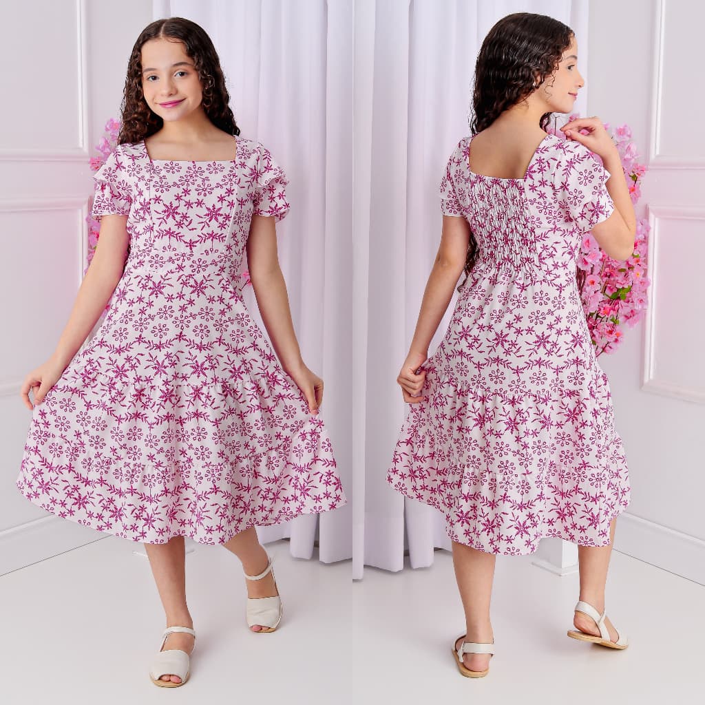 VESTIDO ROUPAS DE MENINA JUVENIL[ADOLESCENTE] MODA EVANGELICA VERÃO TRES MARIAS 12, 14 E 16 FESTA