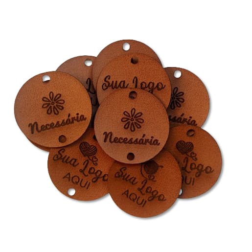 Etiquetas De Couro Sintético Redondas 2x2cm - 100und
