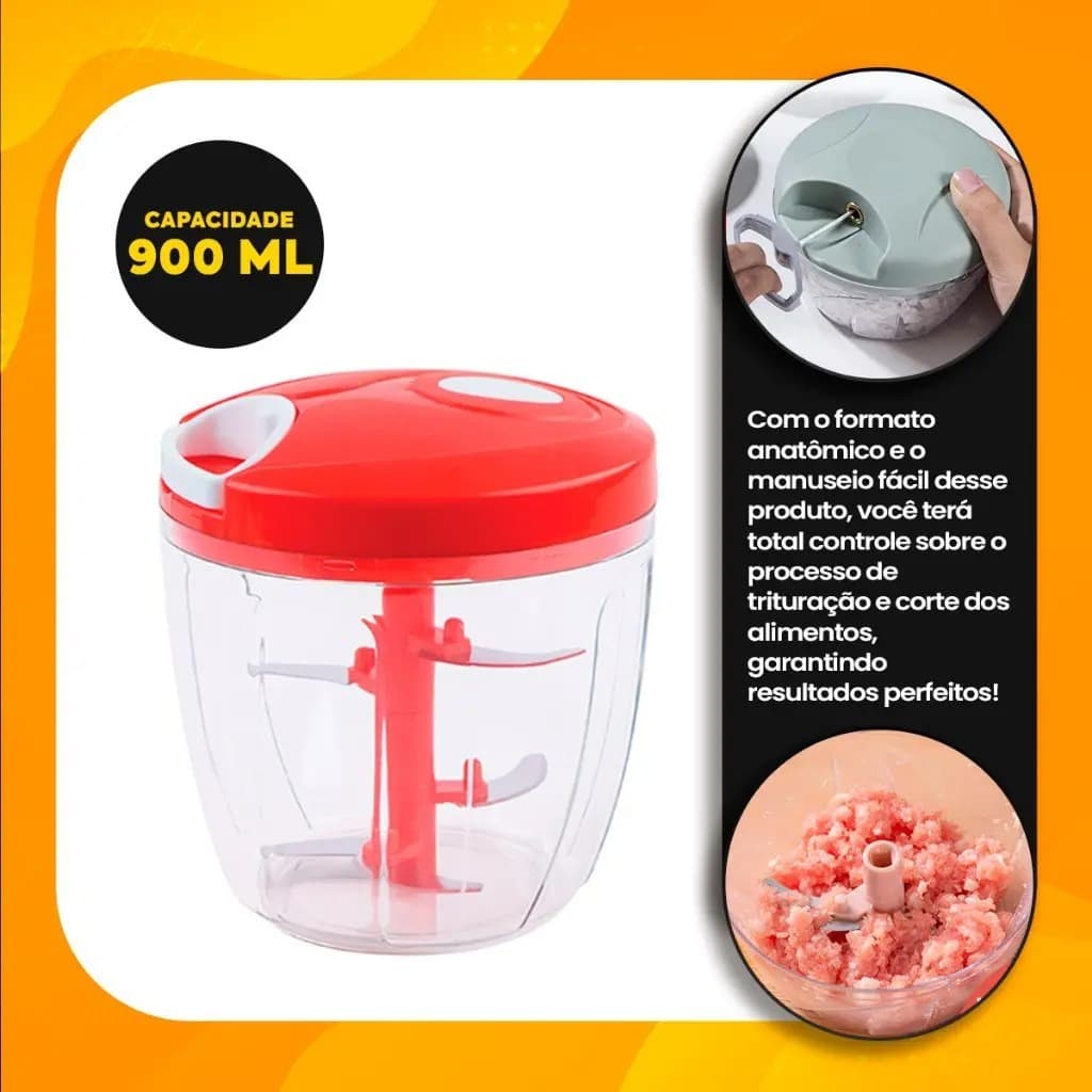 Processador Processadores De Alimentos Legumes Saladas Alhos 900ml Com 5 Laminas 13x12,5CM