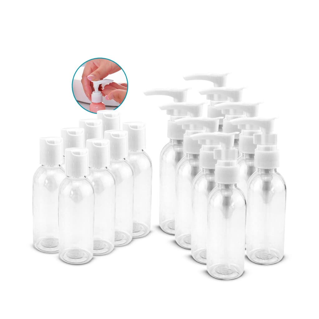 kit 26 frasco multiuso 70ml transparente liquido shampoo viagem lembrancinha potinho
