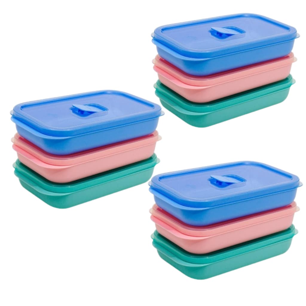 kit de 9 Potes Herméticos Tampa c/ Válvula Dup 500ml BPA Micro-ondas Freezer