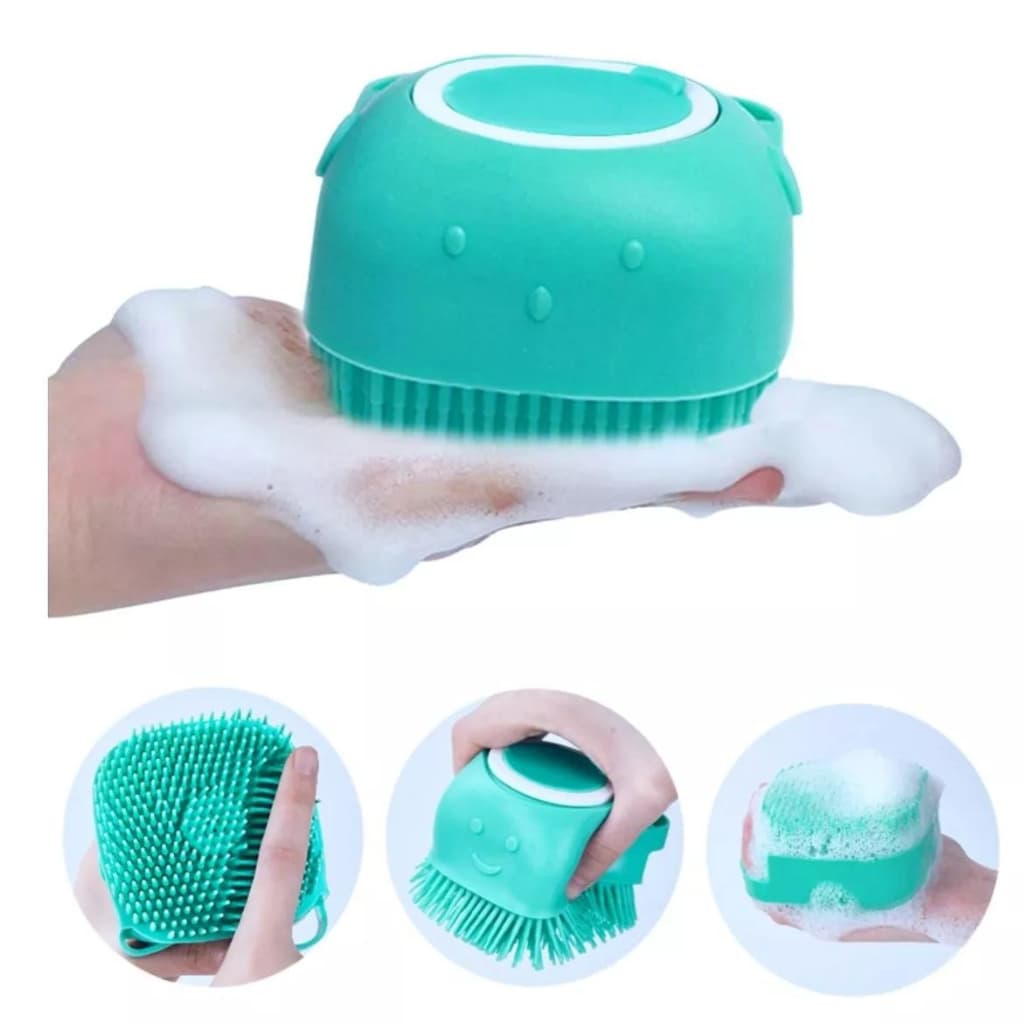 Escova de banho de silicone com gancho super macio ecológico e pratico Kit Pet
