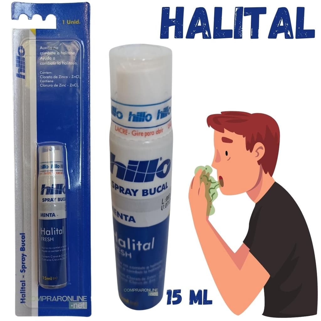 Halital Spray Bucal Hillo Fim Do Mau Hálito Sabor Menta 15 Ml