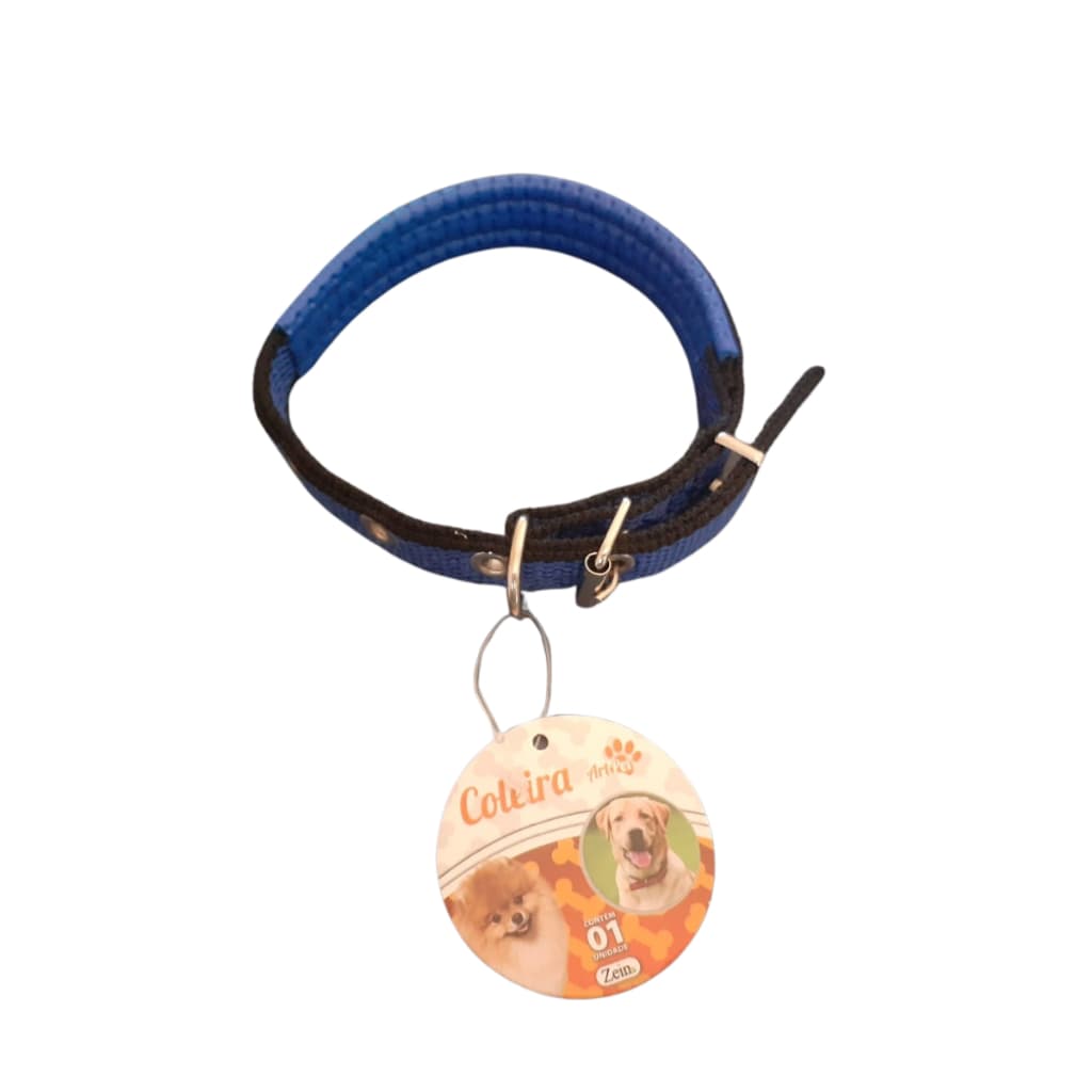 coleira para pet 41,5 x 1,5 com proteção emborrachada para o pescoço AZUL