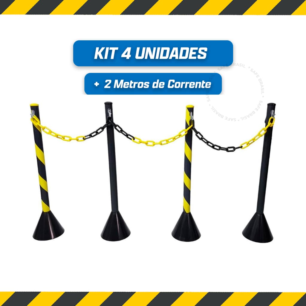 Kit 4 Pedestais De Segurança Organizador De Fila + Brinde 2mts de corrente 5mm