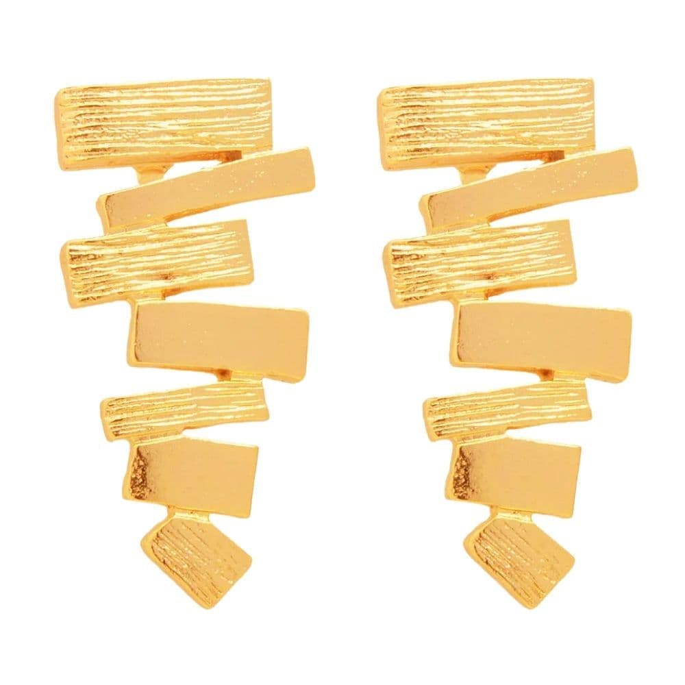 Brinco Cascata De Pedra Folheado A Ouro 18k