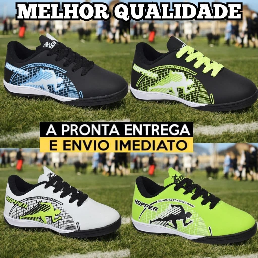Chuteira Infantil Society Hopper Grama Sintética - Tamanhos 26 a 33, Diversas Cores