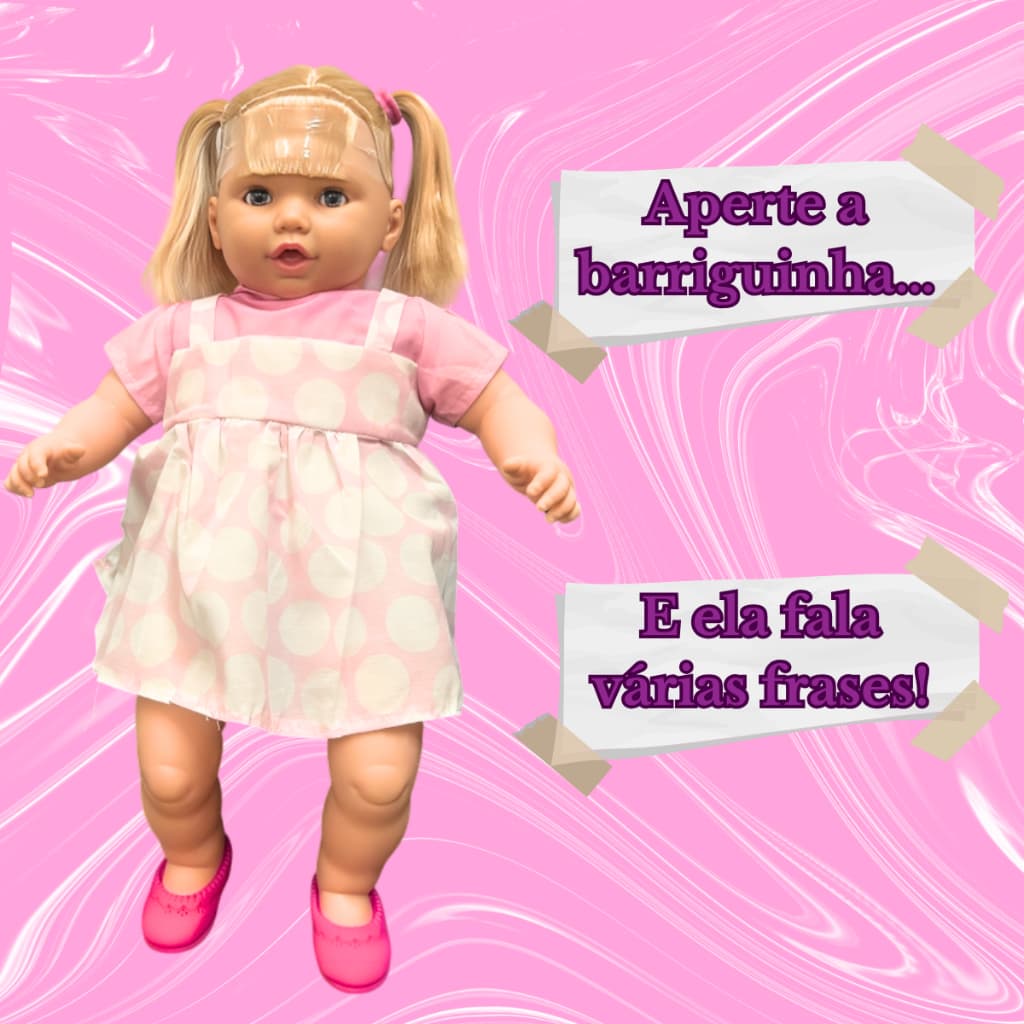 Boneca BEBEZÃO 56cm FALA 120 Frases Sonho Azul Cheirosa Com Chupeta mamadeira Com Cabelo Cotiplás