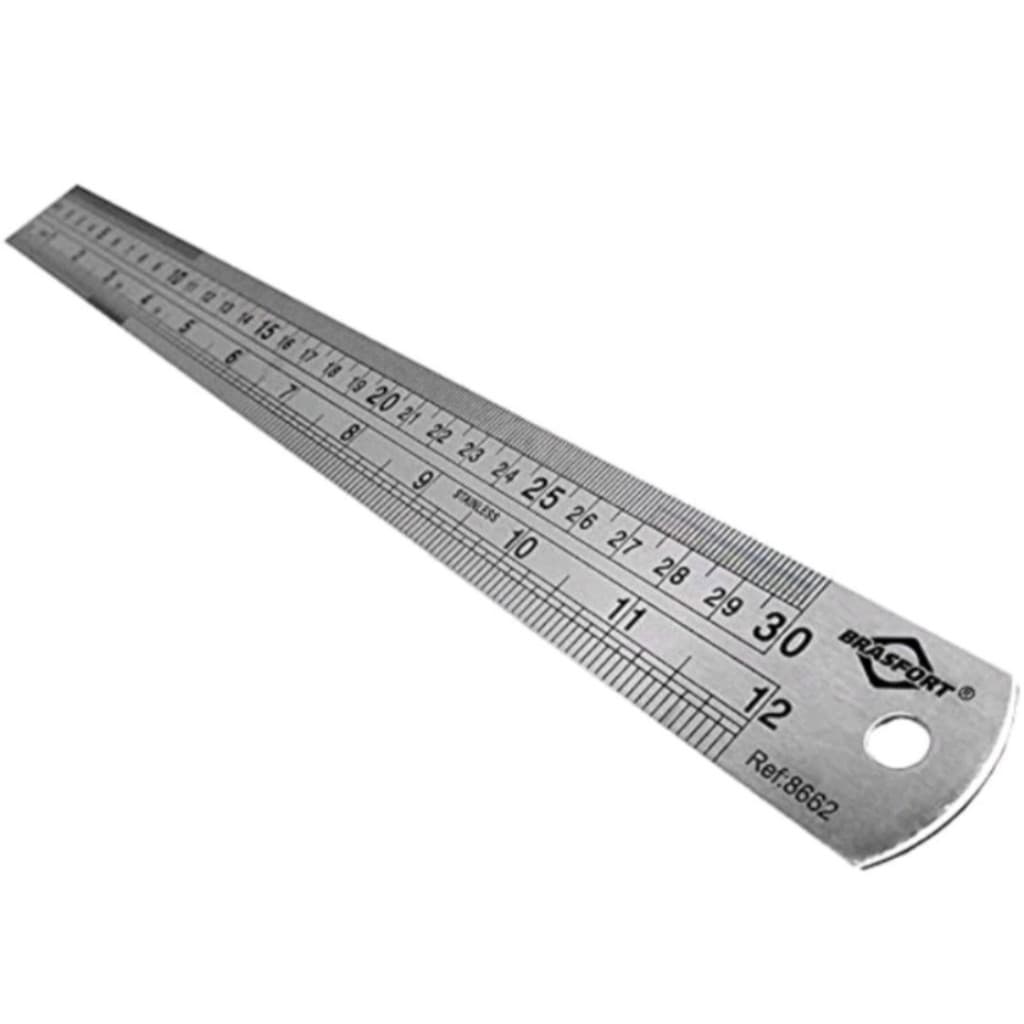 Régua Aço Inox Inoxidável Brasfort com Tabela de Conversão 30CM 60CM