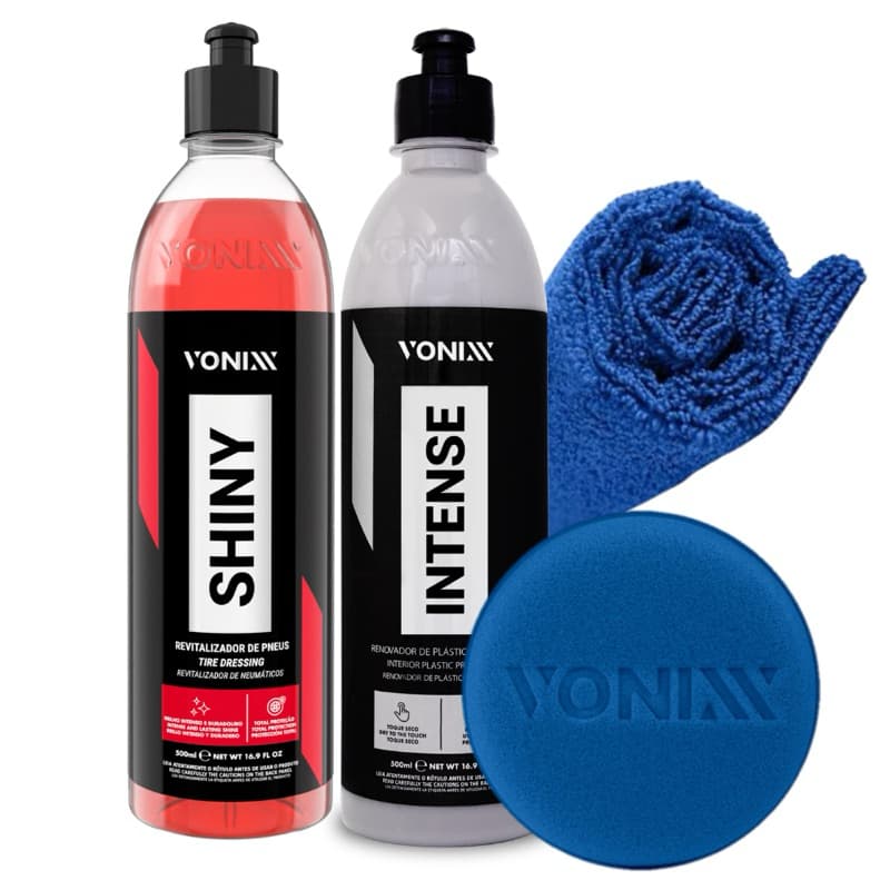 Shiny Intense Vonixx - Revitalizador Plásticos Intense + Pneu Pretinho Shiny 500ml
