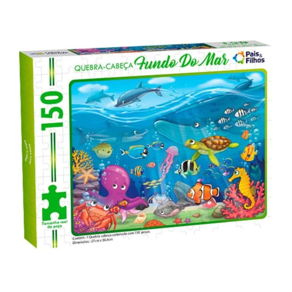 Jogo de Quebra Cabeça com 150 Peças Fundo do Mar Polvo Cavalo Marinho Tartaruga Pais & Filhos