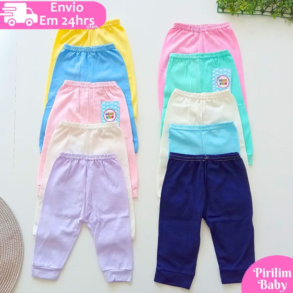 Kit Calça Infantil Menina Menino Mijao com 3 6 ou 9 peças Bebê Neném Recém Nascido