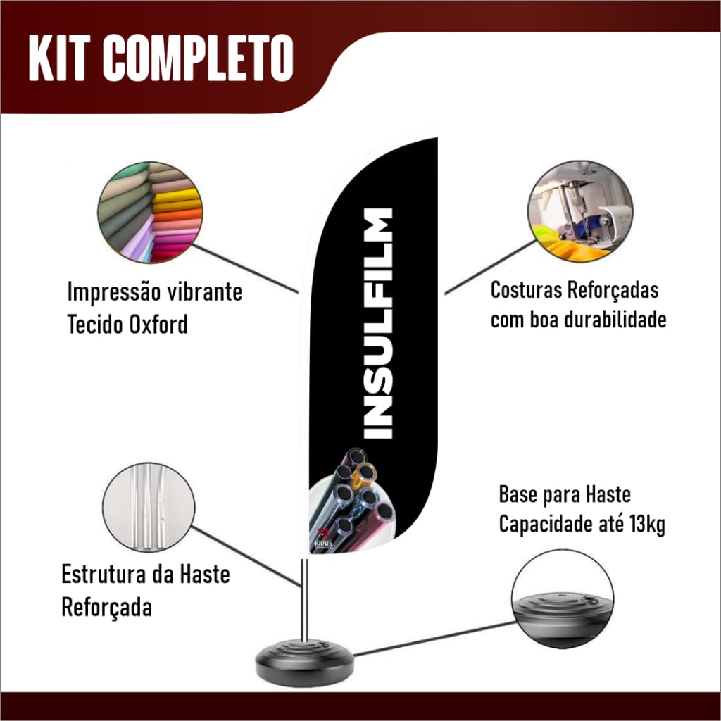 Wind Banner Insufilme e Película Bandeira Dupla face - Kit completo - PROMOÇÃO