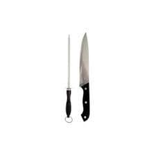 KIT DE FACAS E CHAIRA INOX 2 PEÇAS - AD Aço Inoxidável Linha Profissional