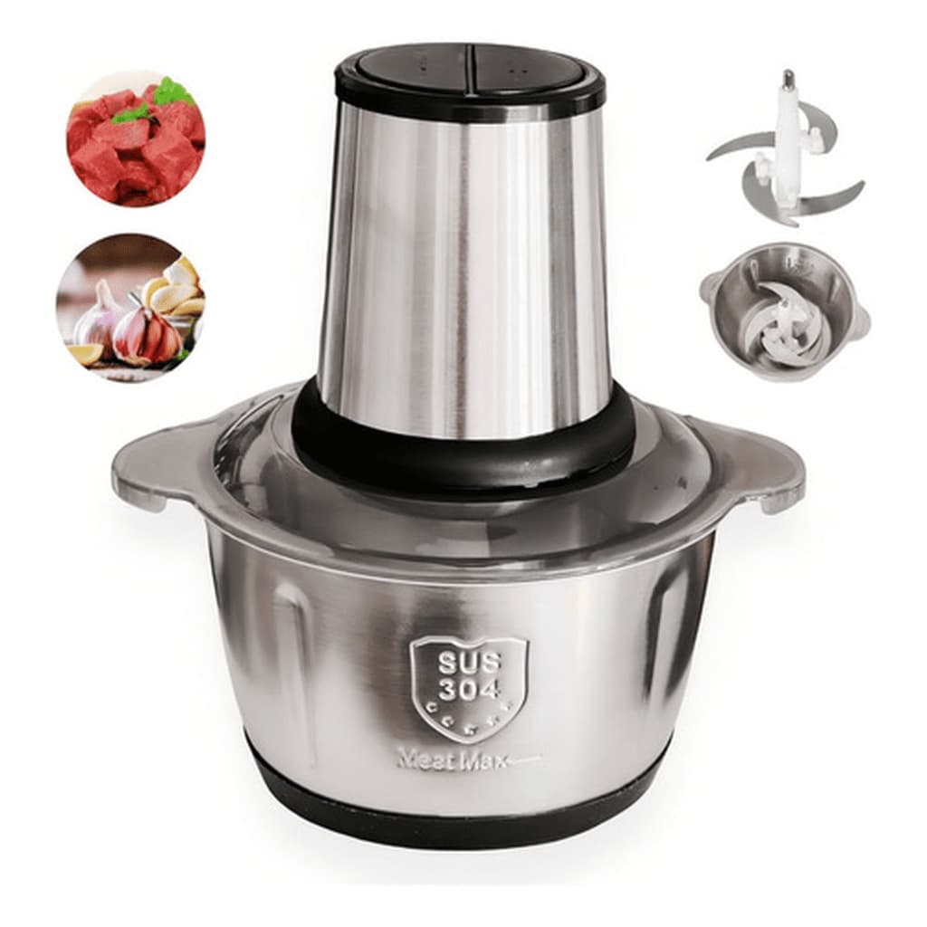 Moedor Elétrico Multiprocessador Mixer Picador Triturador de Carne Legumes Inox 2L 110v ou 220v