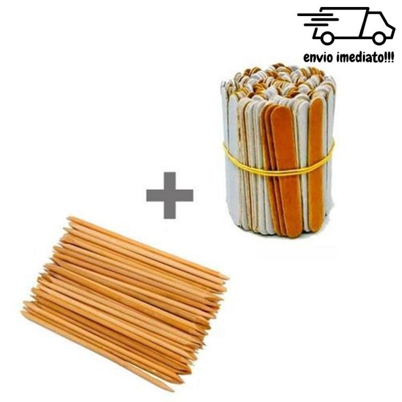 Kit Manicure - 100 Lixas de Unha + 50 Palitos para Cutículas
