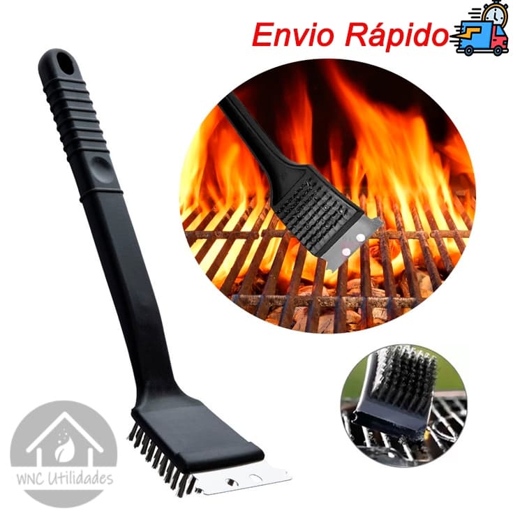 Escova Para Grelha Cerdas de Aço Limpa Grelha de Churrasqueira Com Raspador Multiuso Universal