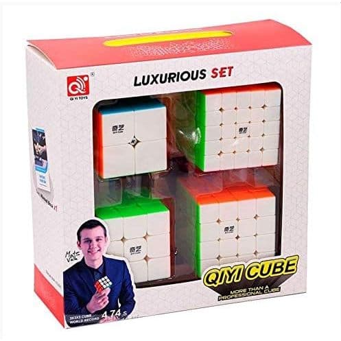 Kit Box Cubo Mágico Qiyi 2x2 + 3x3 + 4x4 + 5x5  Luxurious Stickerless