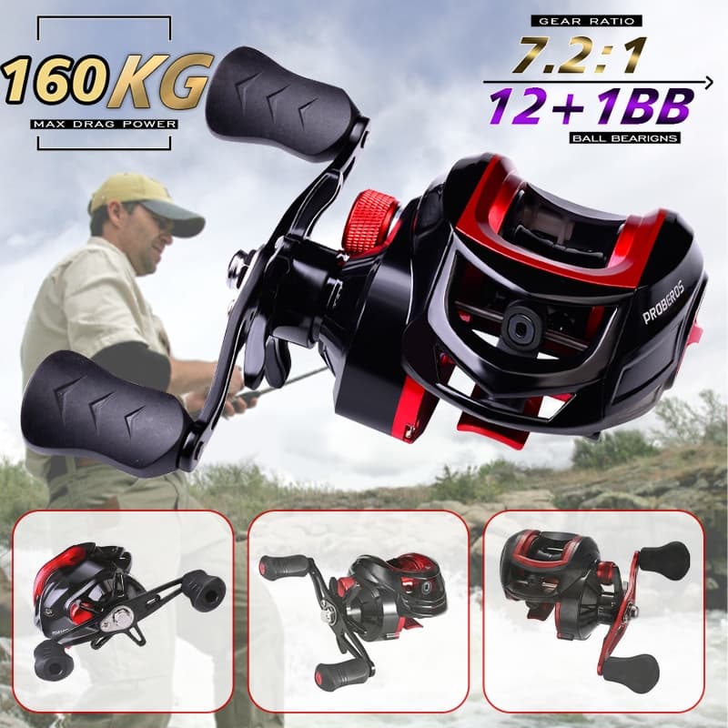 Carretel De Pesca Baitcasting Econômico 7.2 : 1 Relação Engrenagem Para Em Água Doce / Salgada