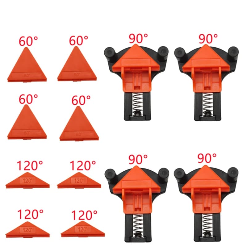 Kit 12 Peças 4 Grampos De Canto Angular Sargento+ adaptadores 60°/90°/120º