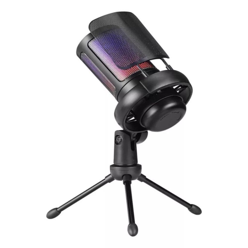 Microfone de Mesa Condensador USB RGB para Gravação de Áudio Streaming Jogos Video Cast Gaming Filtro Montagem de Choque
